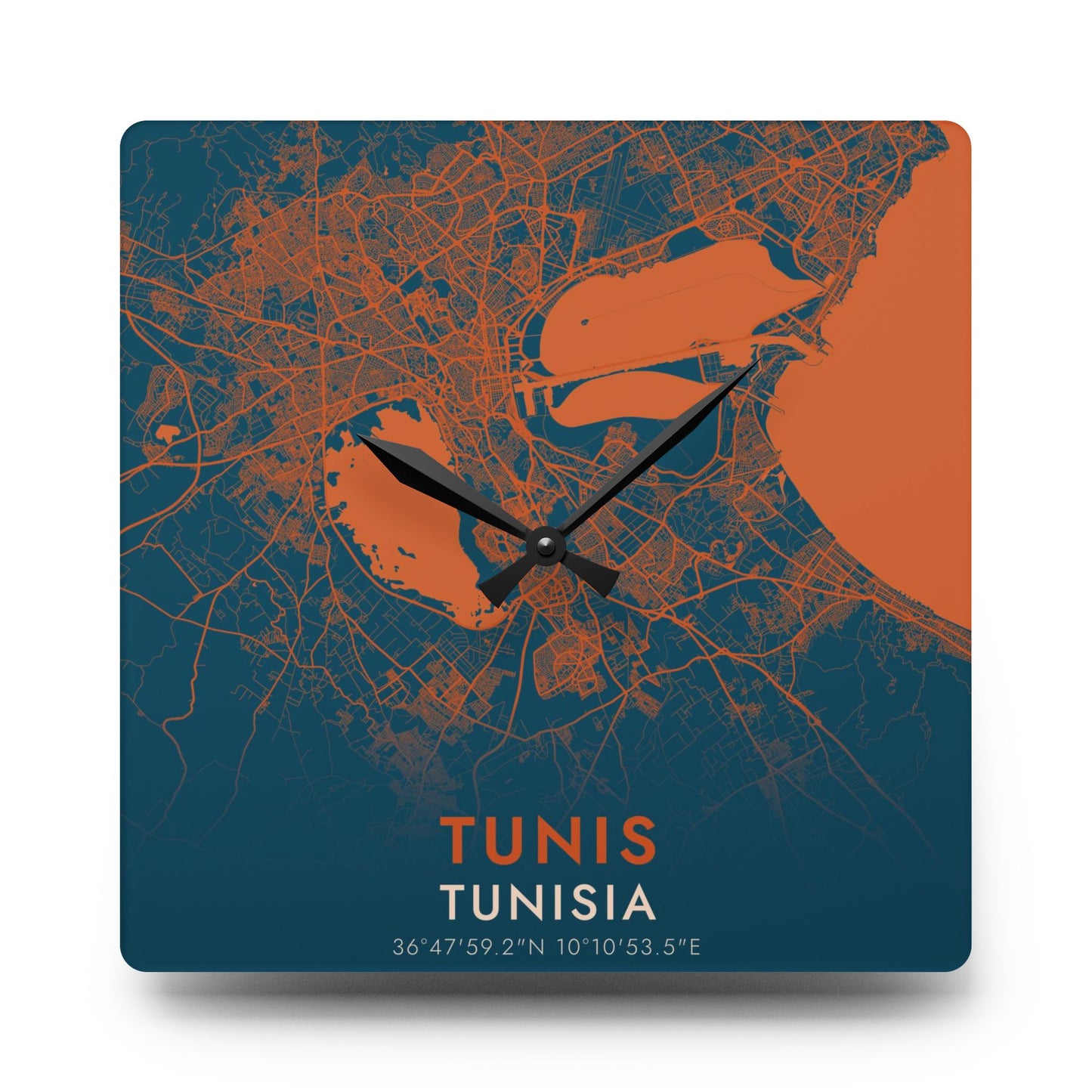 Tunis Tunisia City Map Square Wall Clock