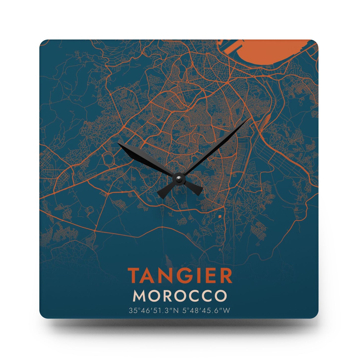 Tangier Morocco City Map Square Wall Clock