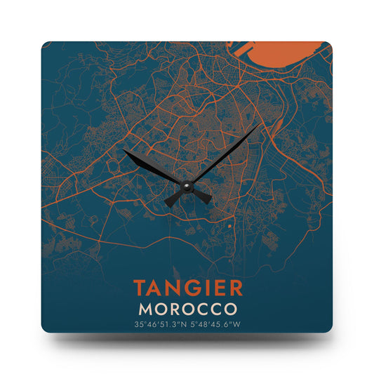 Tangier Morocco City Map Square Wall Clock