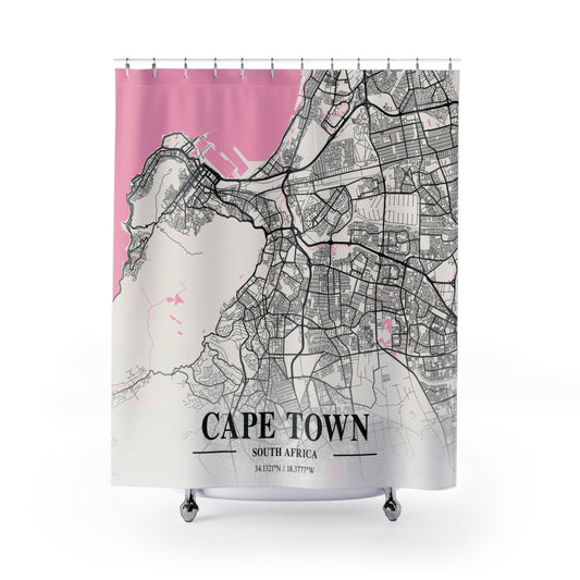 Cape Town South Africa City Map Print Shower Curtain