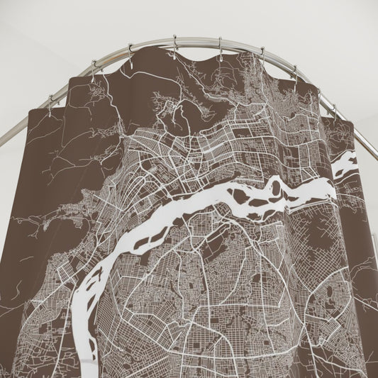 Bamako Mali City Map Print Shower Curtain