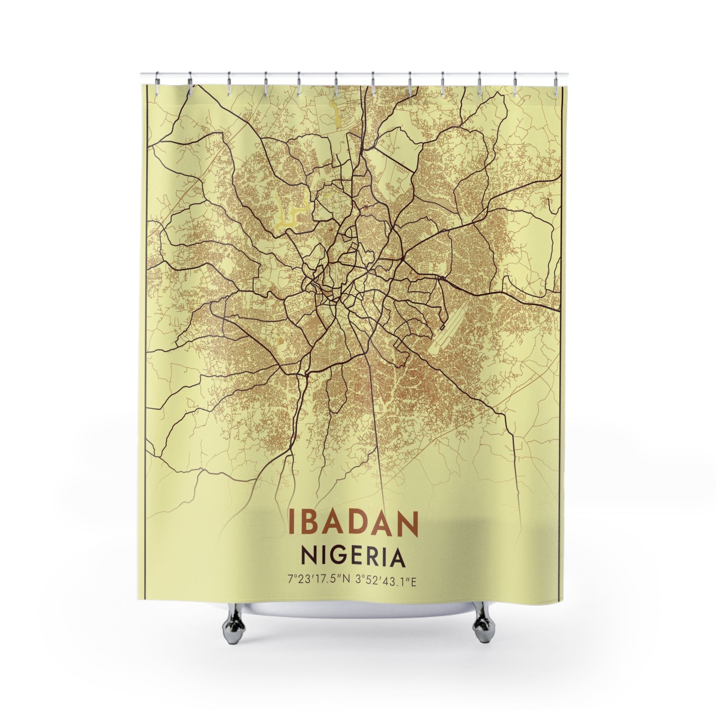 Ibadan Nigeria City Map Print Shower Curtain