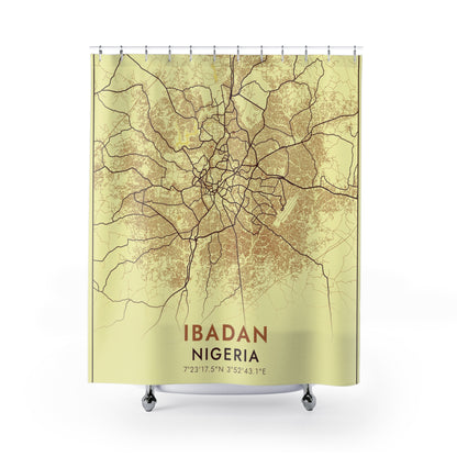 Ibadan Nigeria City Map Print Shower Curtain