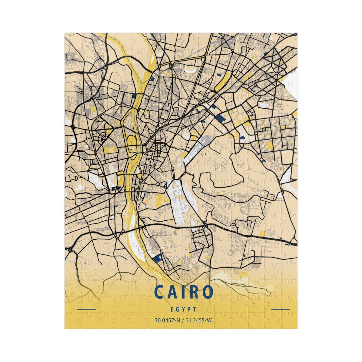 Cairo Egypt City Map Puzzle | Minimalist Aerial Topography Jigsaw