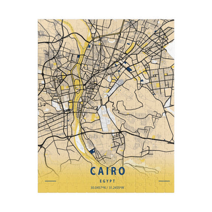 Cairo Egypt City Map Puzzle | Minimalist Aerial Topography Jigsaw