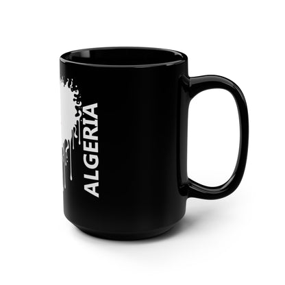 Algeria Flag Drip Black Coffee Mug, 15 oz