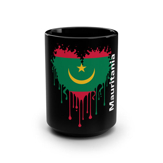 Mauritania Flag Drip Black Coffee Mug 15oz