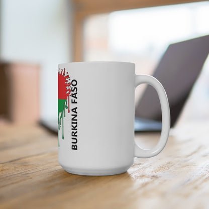 Burkina Faso Flag Drip Coffee Mug 15oz