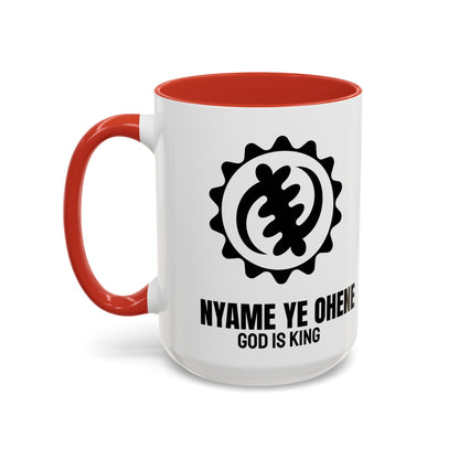 Adinkra Symbol Coffee Mug NYAME YE OHENE - African Faith & Royalty