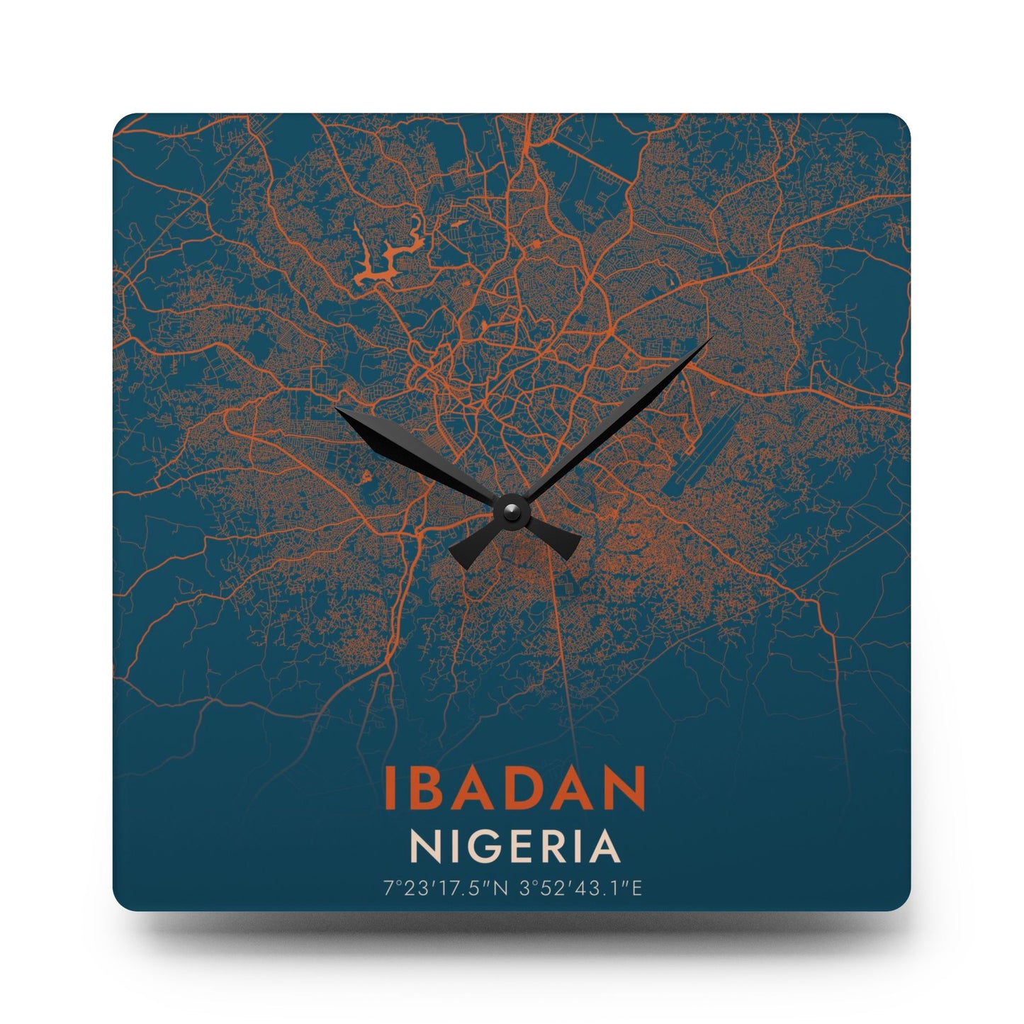Ibadan Nigeria City Map Square Wall Clock