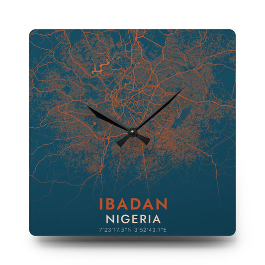 Ibadan Nigeria City Map Square Wall Clock
