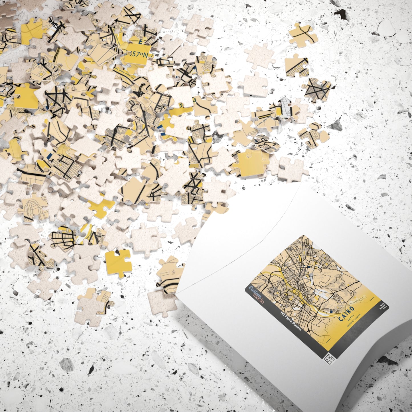 Cairo Egypt City Map Puzzle | Minimalist Aerial Topography Jigsaw