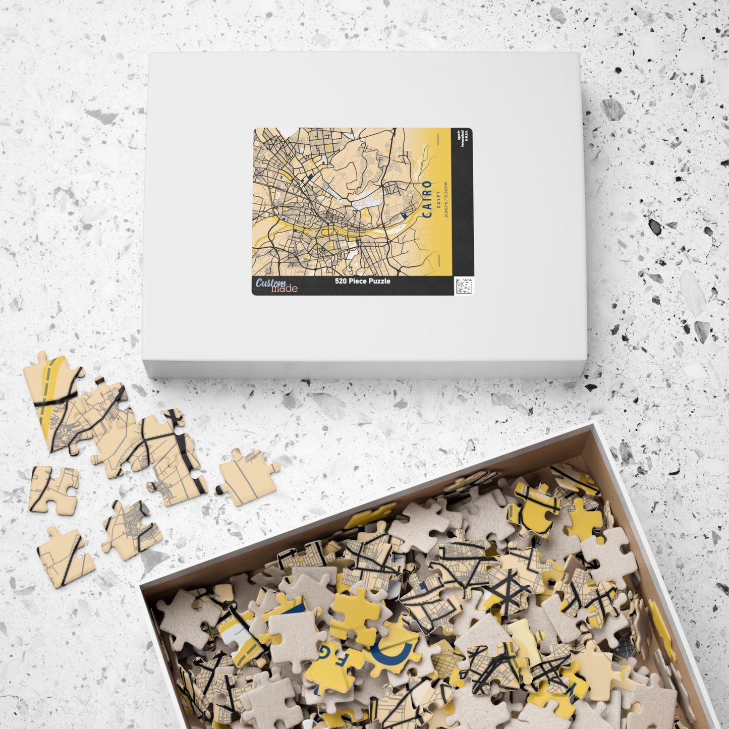 Cairo Egypt City Map Puzzle | Minimalist Aerial Topography Jigsaw