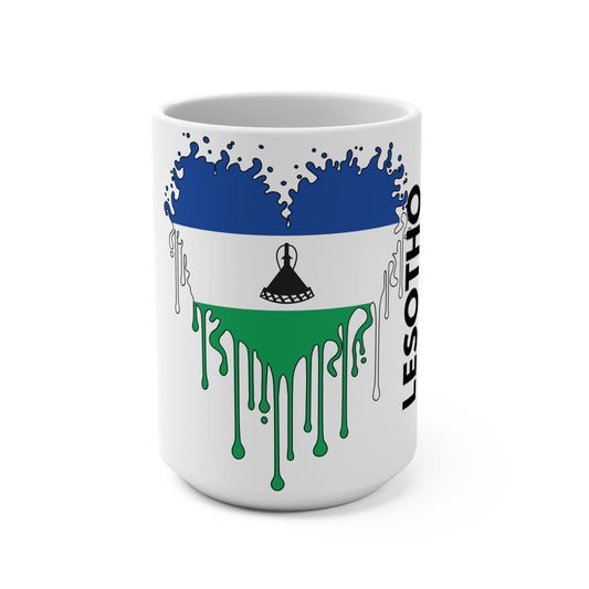 Lesotho Flag Drip Coffee Mug 15oz