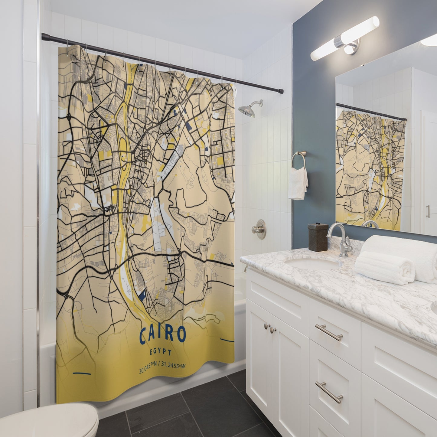 Cairo, Egypt  City Map Print Shower Curtain