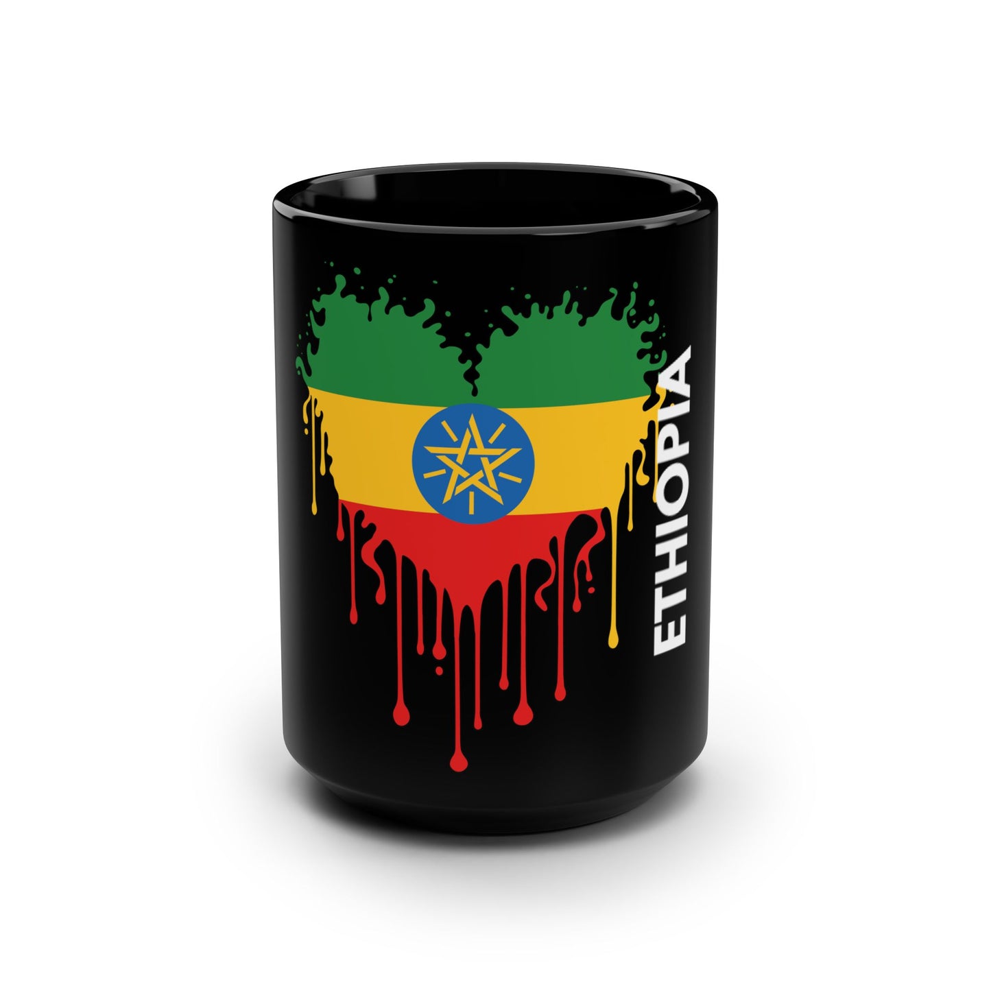 Ethiopia Flag Black Coffee Mug, 15 oz