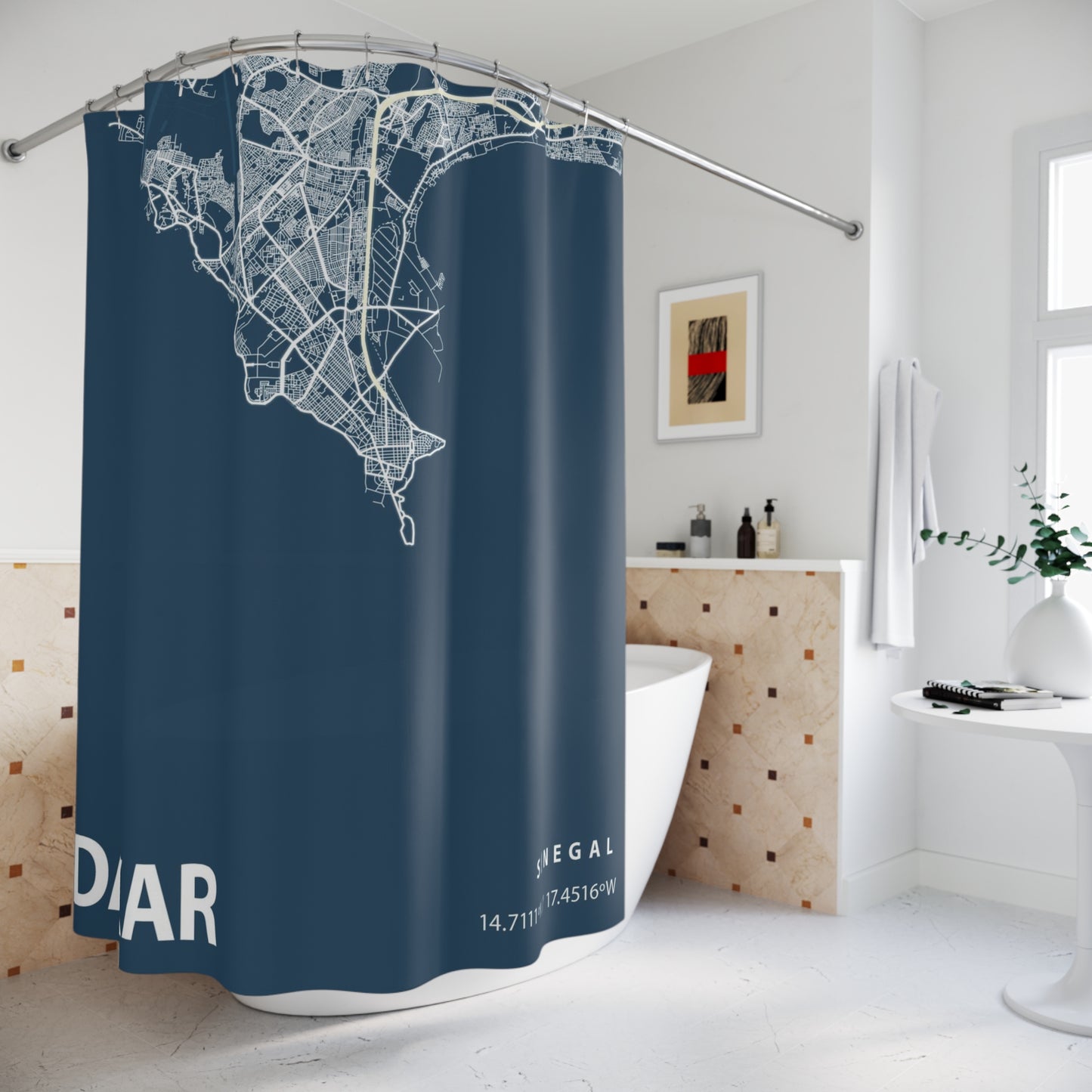 Dakar Senegal City Map Print Shower Curtain