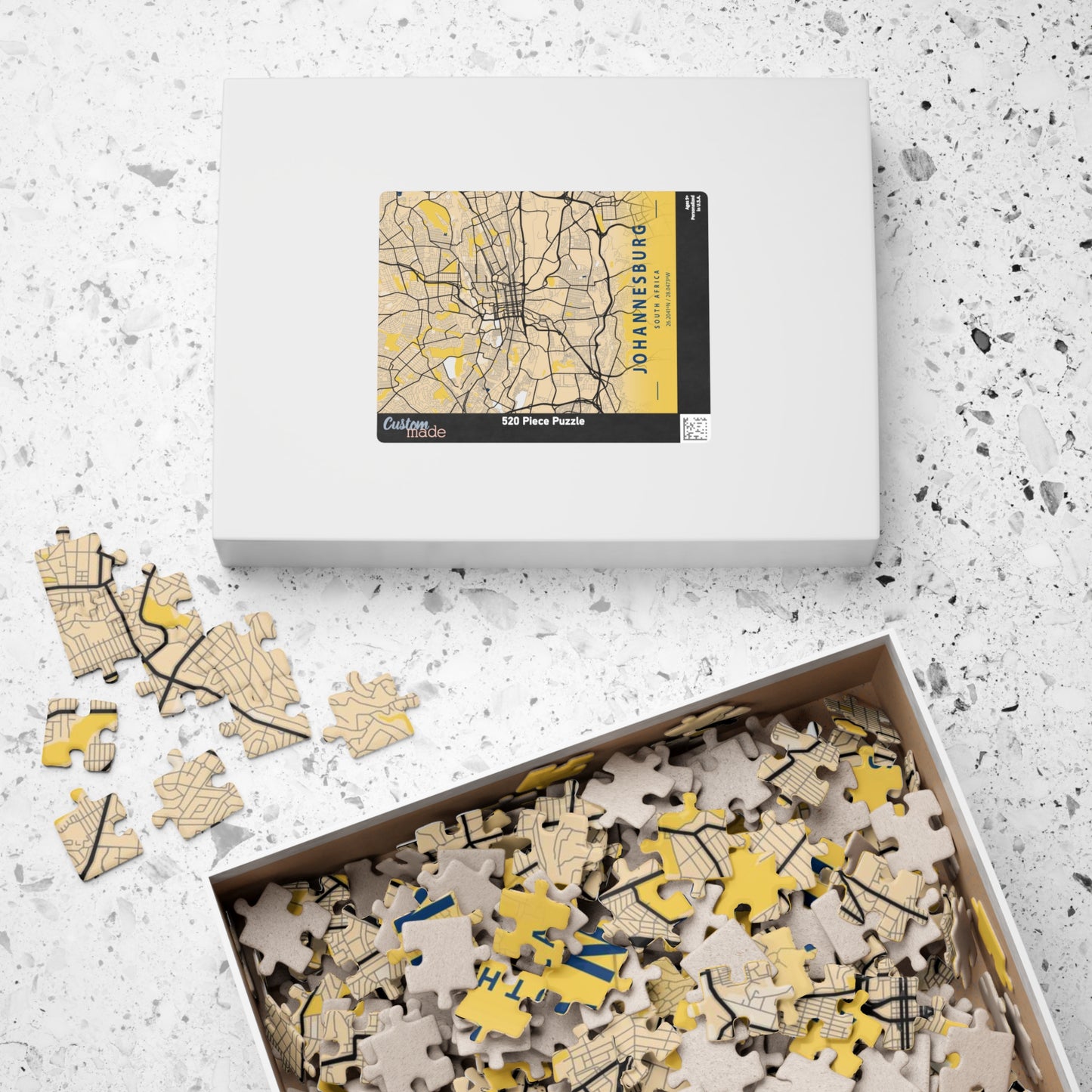 Johannesburg South Africa City Map Puzzle | Minimalist Aerial Topography Jigsaw