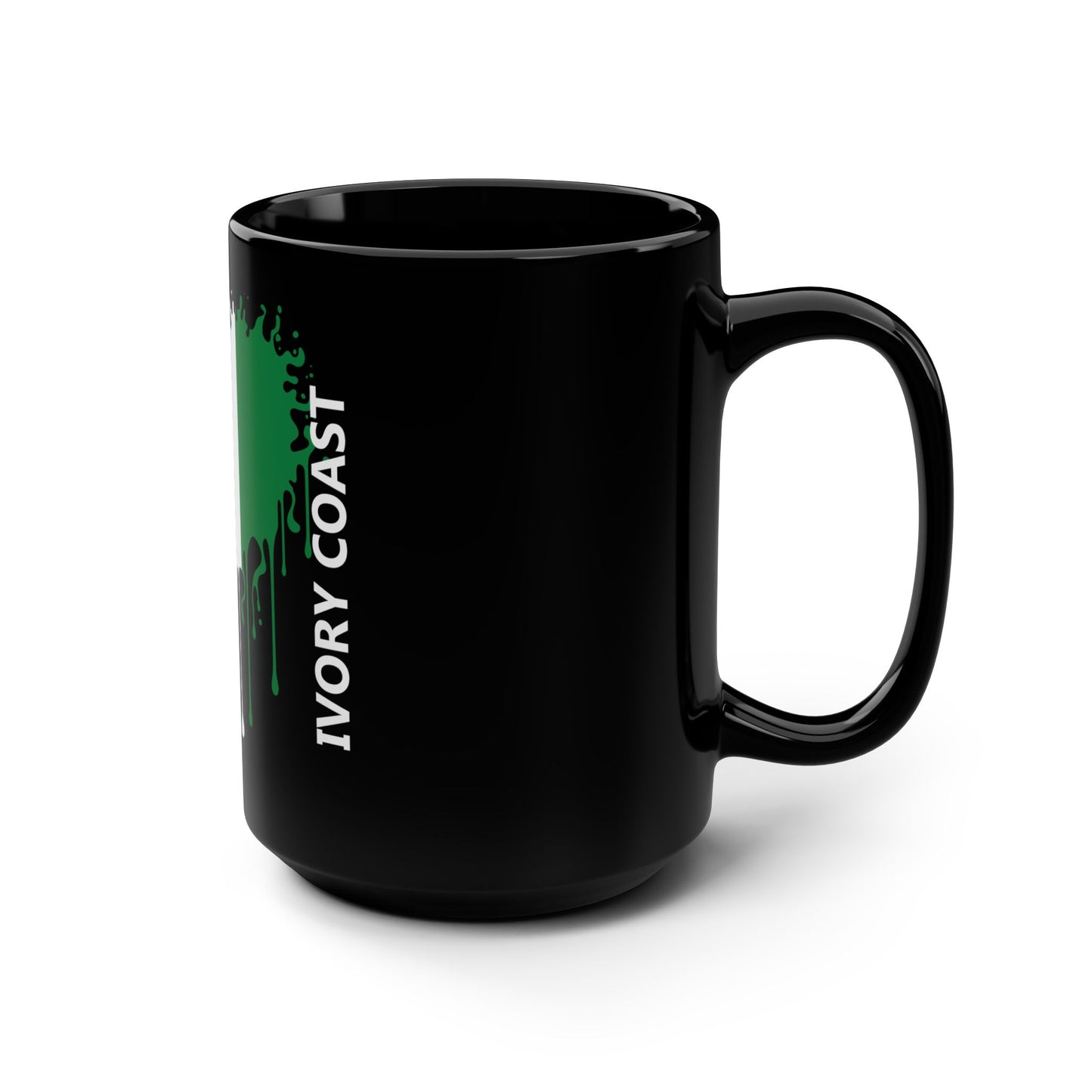 Ivory Coast Côte d'Ivoire Flag Drip Black Coffee Mug, 15 oz
