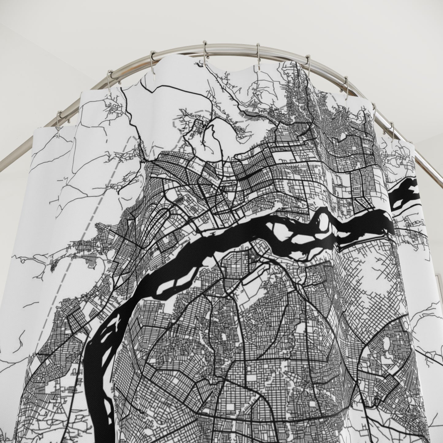 Bamako Mali City Map Print Shower Curtain
