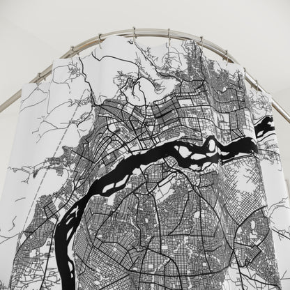 Bamako Mali City Map Print Shower Curtain