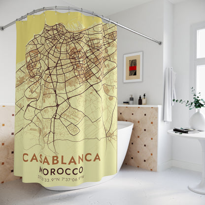 Casablanca Morocco City Map Print Shower Curtain