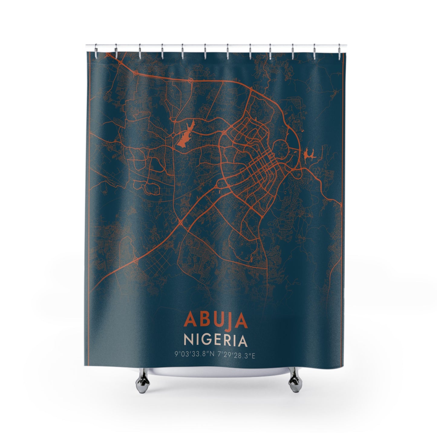 Abuja Nigeria City Map Print Shower Curtain