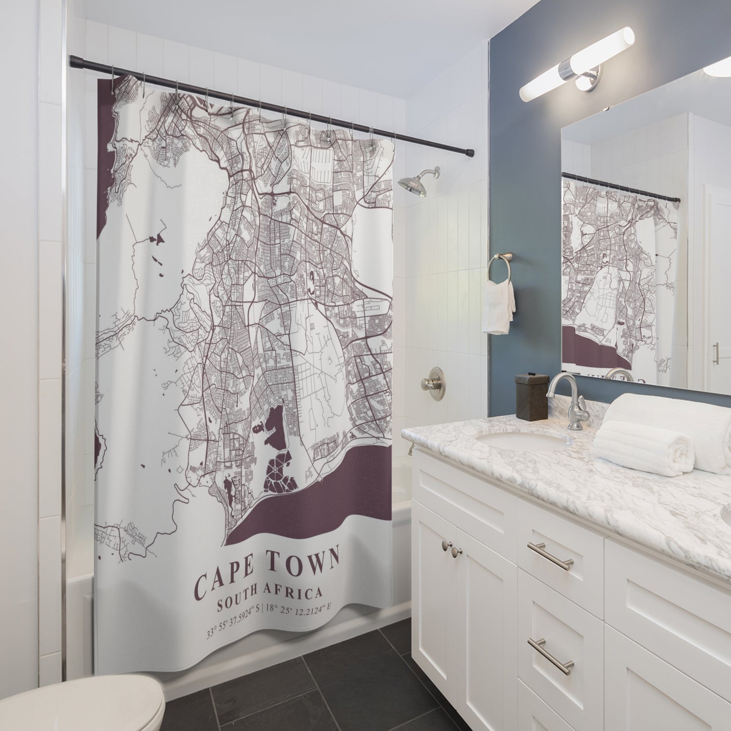 Cape Town South Africa City Map Print Shower Curtain