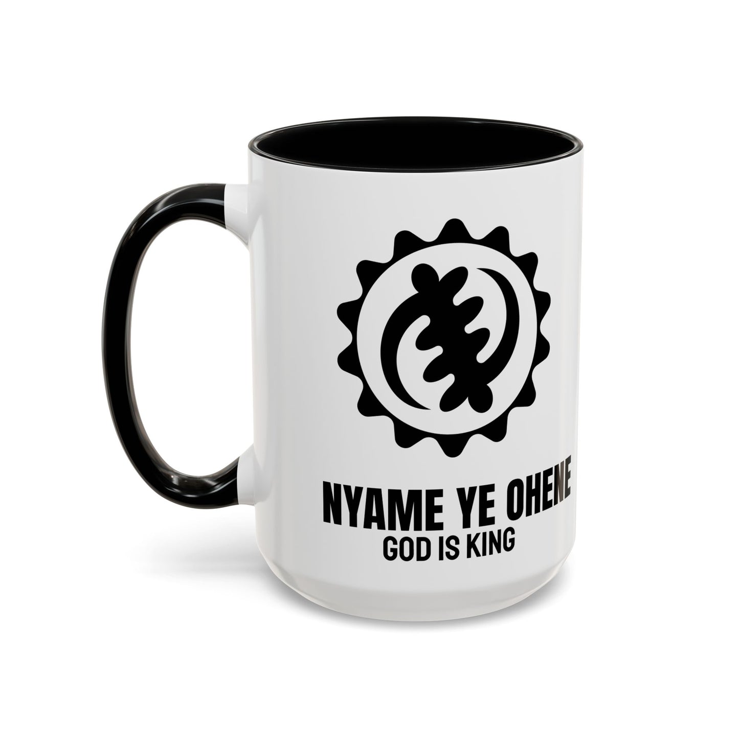 Adinkra Symbol Coffee Mug NYAME YE OHENE - African Faith & Royalty
