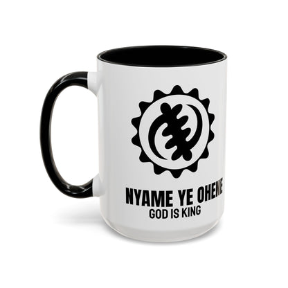 Adinkra Symbol Coffee Mug NYAME YE OHENE - African Faith & Royalty