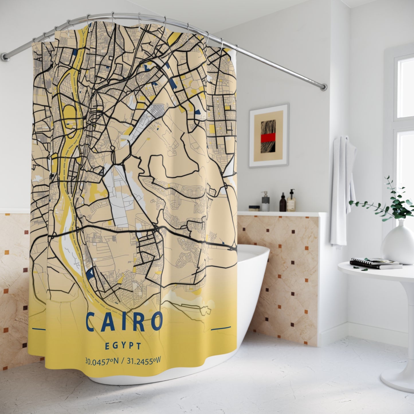 Cairo, Egypt  City Map Print Shower Curtain