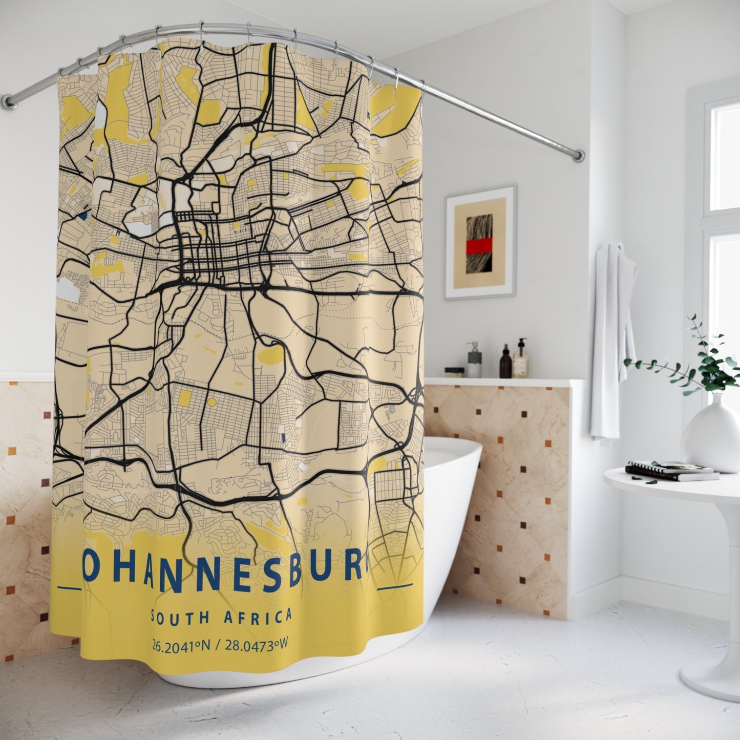 Johannesburg South Africa City Map Print Shower Curtain