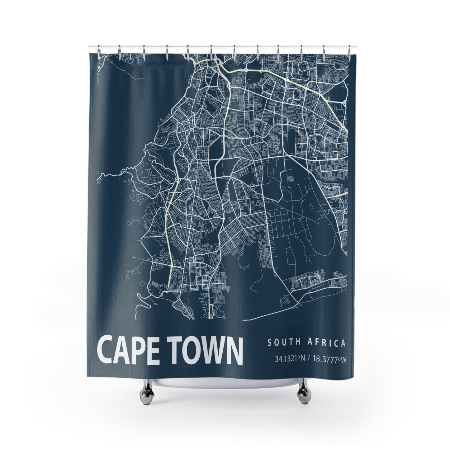 Cape Town South Africa City Map Print Shower Curtain