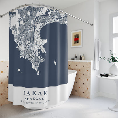 Dakar Senegal City Map Print Shower Curtain