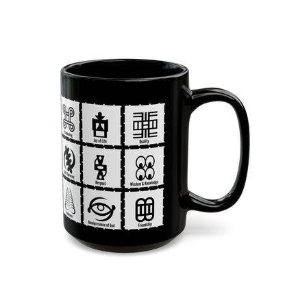Adinkra MULTI Symbols Black Coffee Mug