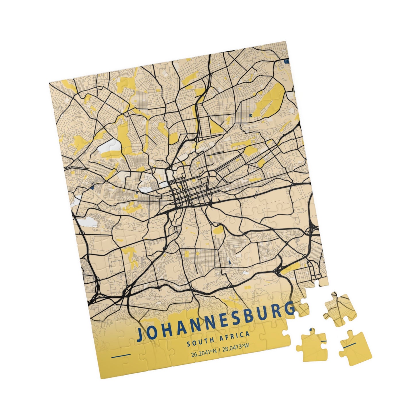 Johannesburg South Africa City Map Puzzle | Minimalist Aerial Topography Jigsaw