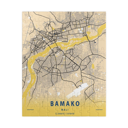 Bamako Mali City Map Puzzle | Minimalist Aerial Topography Jigsaw