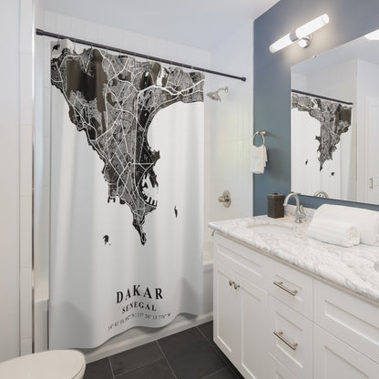 Dakar Senegal City Map Print Shower Curtain