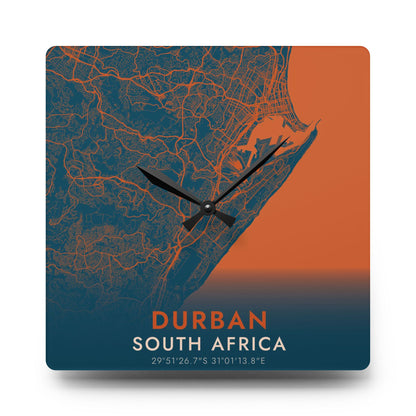 Durban South Africa City Map Square Wall Clock