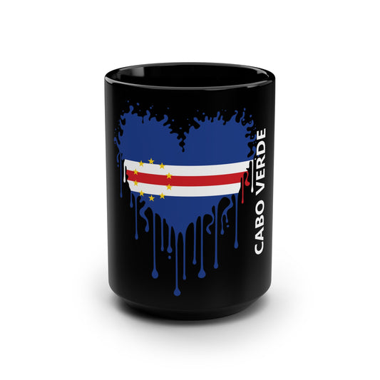 Cabo Verde Flag Drip Black Coffee Mug, 15 oz