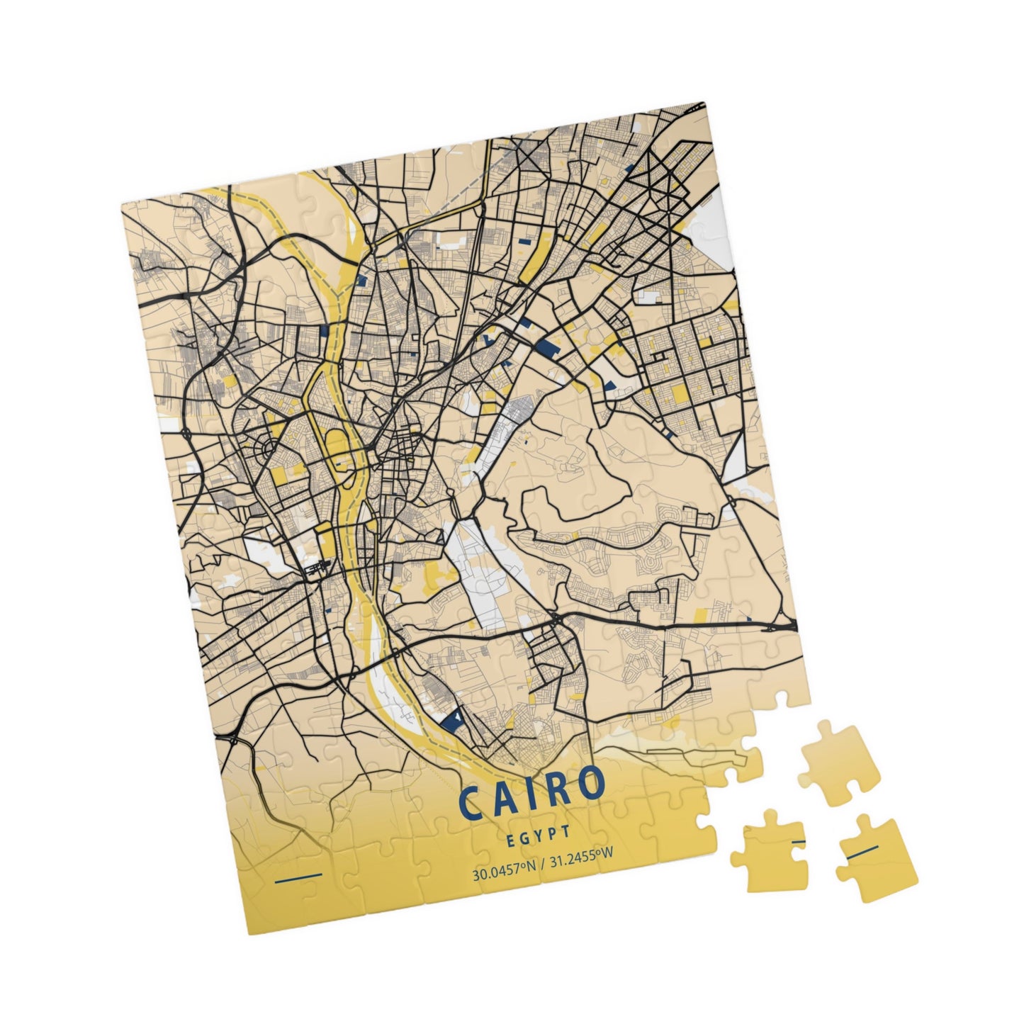 Cairo Egypt City Map Puzzle | Minimalist Aerial Topography Jigsaw