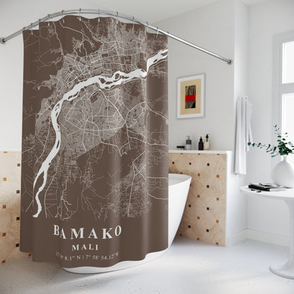 Bamako Mali City Map Print Shower Curtain
