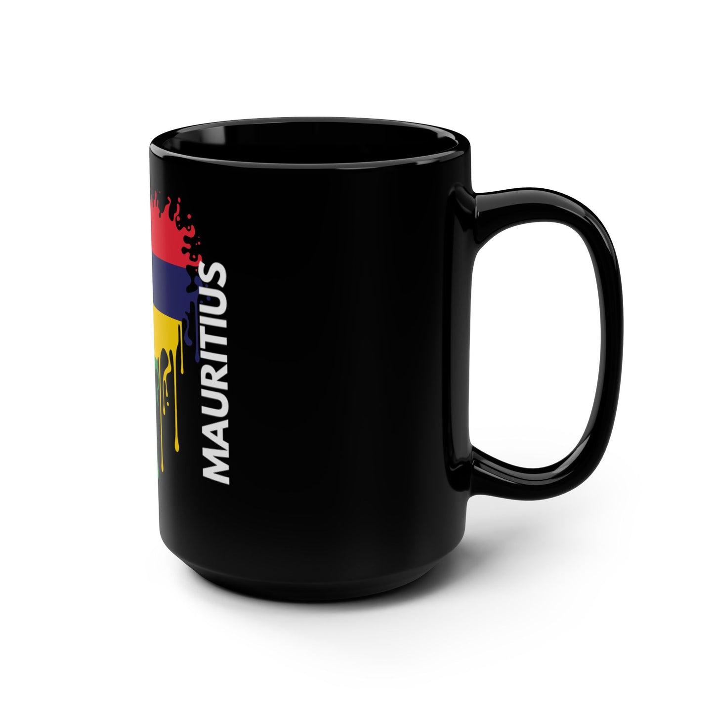 Mauritius Flag Black Coffee Mug, 15 oz