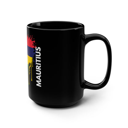 Mauritius Flag Black Coffee Mug, 15 oz