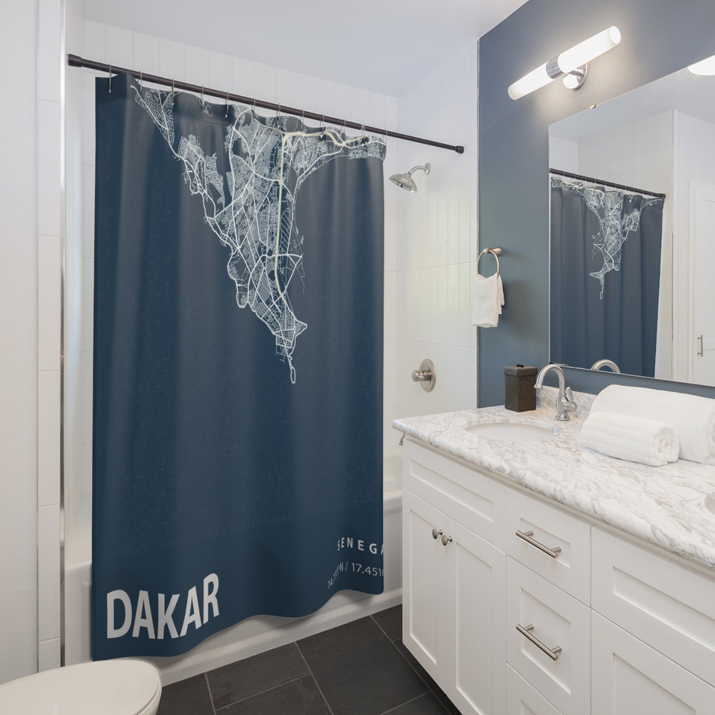 Dakar Senegal City Map Print Shower Curtain