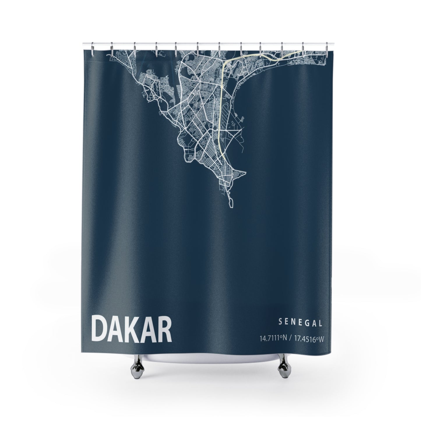 Dakar Senegal City Map Print Shower Curtain