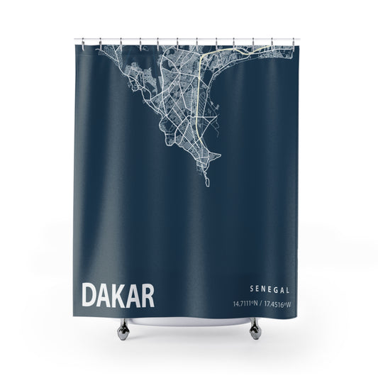 Dakar Senegal City Map Print Shower Curtain