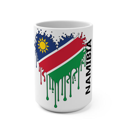 Namibia Flag Drip Ceramic Coffee Mug 15oz