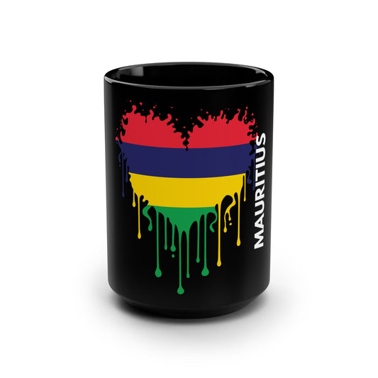 Mauritius Flag Black Coffee Mug, 15 oz