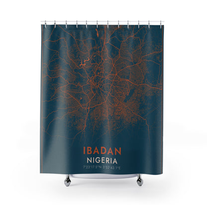 Ibadan Nigeria City Map Print Shower Curtain